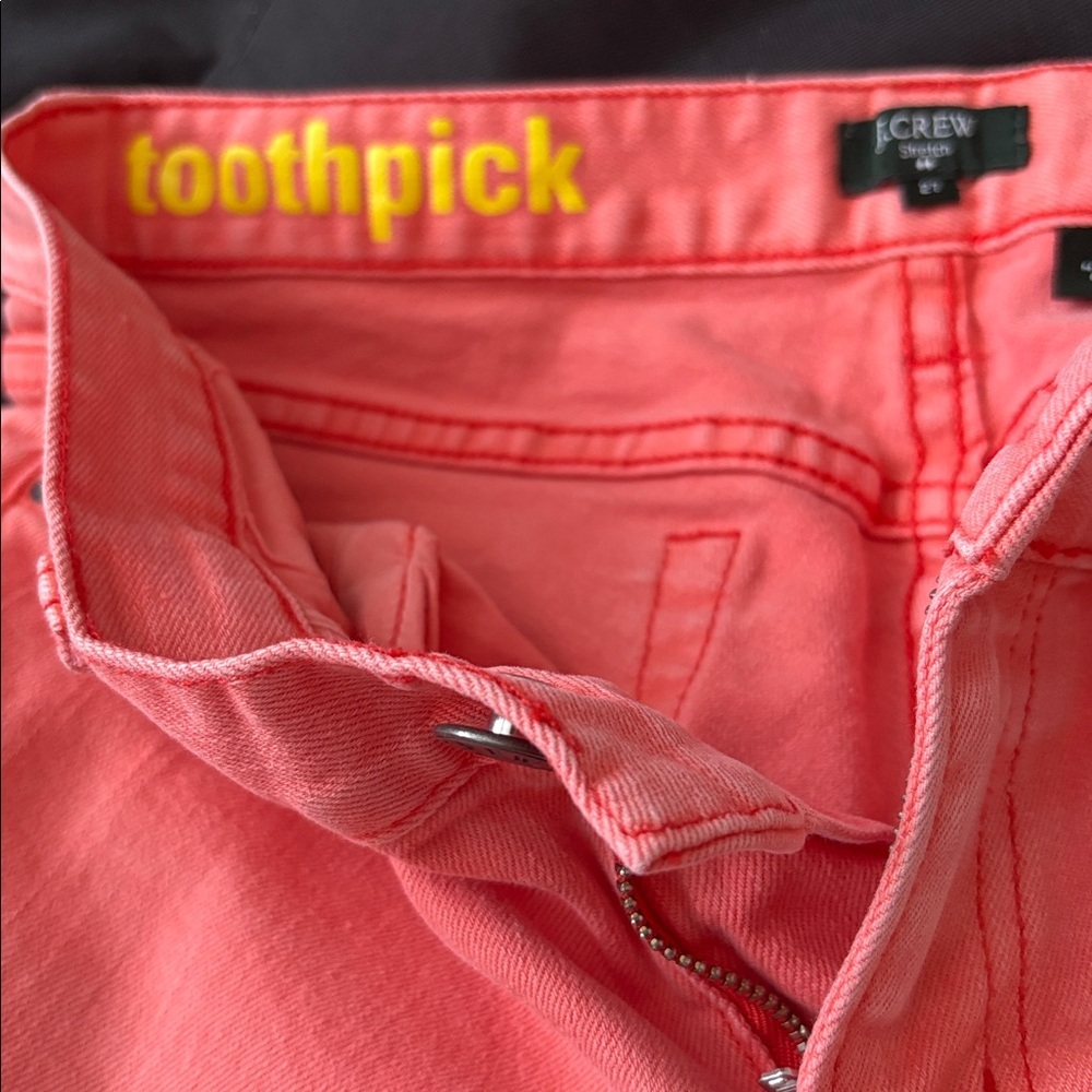J. Crew Factory Toothpick Skinny Jeans Coral Pink Size 27 Ankle - Picture 6 of 8